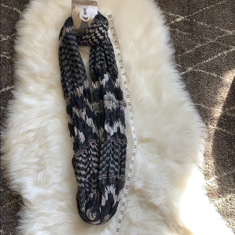 Black Multi Pattern Loop Scarf - Picture 6 of 6